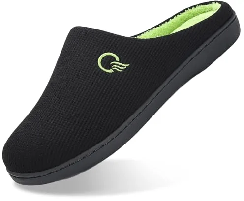 Mishansha Zapatillas de Casa Hombre Pantuflas Invierno Hombres Memory Foam CáLido Antideslizantes Interior Al Aire Libre Zapatilla de Estar Negro 44/45