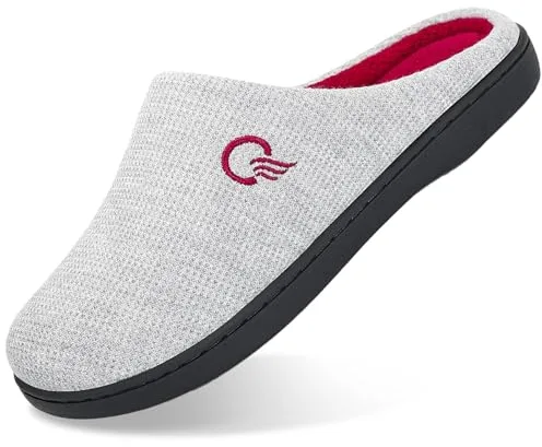 Mishansha Invierno Pantuflas Mujer Zapatillas de Casa Mujers Slippers Memory Foam CáLido Antideslizantes Interior Al Aire Libre Zapatilla de Estar Gris Claro 40/41