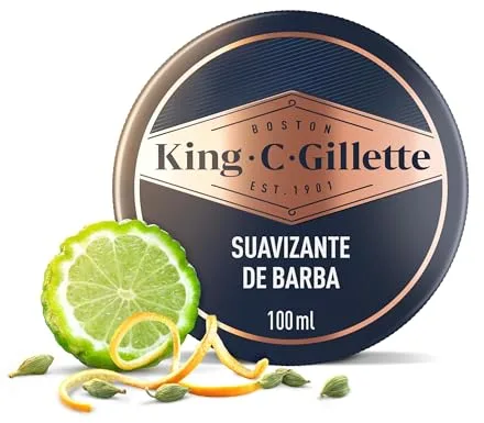 King C. Gillette Bálsamo Barba Hombre con Manteca de Cacao, Aceite de Argán y Manteca de Karité, Suavizante De Barba Ligero Acondicionador Profundo, 100 ml