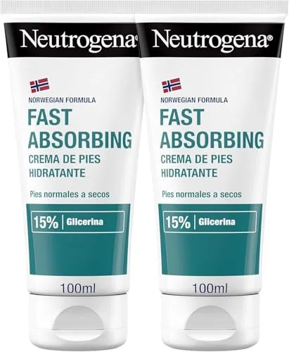 Neutrogena Fórmula Noruega Crema de Pies Absorción Inmediata (pack de 2 x 100 ml), crema hidratante para pies normales a secos, crema no grasa de absorción rápida