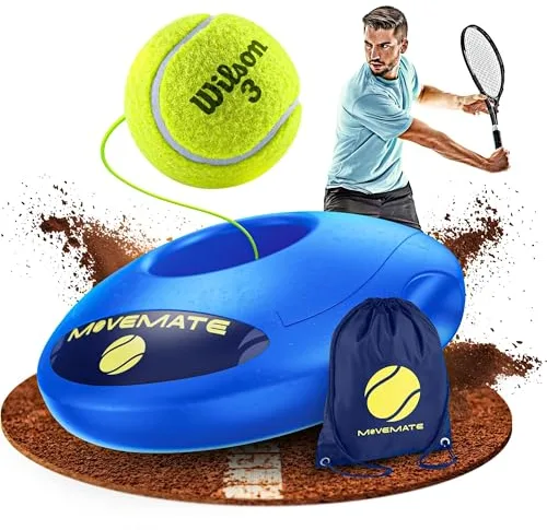 MOVEMATE Set de Entrenamiento Tenis con Pelota Wilson® – Innovador Dispositivo Deportivo para Jugar y Entrenar al Aire Libre, en el jardín, la terraza - Entrenador Tenis