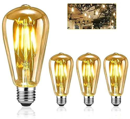 EYLM Vintage Edison Bombillas, Bombilla LED Vintage ST64 E27 4W (Equivalente a 40W) 220V-230V, 2700K Blanco Cálido, Bombillas Decorativas para Decoración e Iluminación, 3 Piezas
