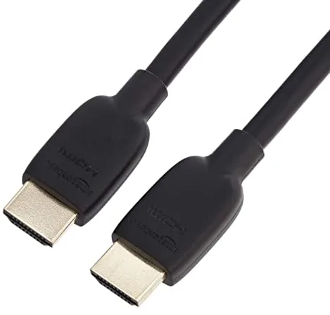 Amazon Basics Cable HDMI velocidad ultraalta certificada de 48 Gbps, 8K a 60 Hz, 4K a 120 Hz, conectores chapados en oro, compatible con Ethernet, 1.8 m, negro