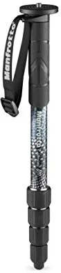 Manfrotto Element MII MMELMIIA5BK - Monopie Ligero de Viaje en Aluminio 5 Secciones, con Muñequera, Mango de Goma, Bloqueos por Torsión, Carga 16 kg, para Cámara Compacta, Sin Espejo, DSLR