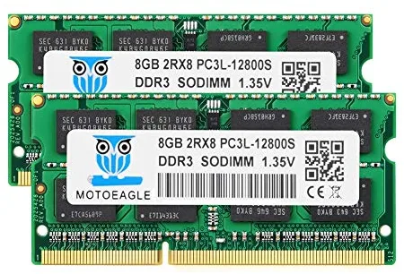 16GB Kit (2x8GB) DDR3L 1600MHz PC3-12800 Unbuffered Non-ECC 1.35V CL11 2Rx8 Dual Rank 204 Pin SODIMM Portatil Memoria Principal Module Upgrade