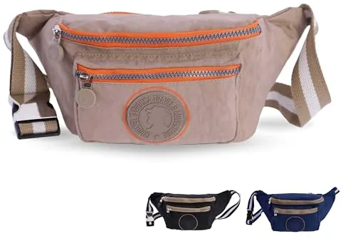 Coronel Tapioca - Riñonera Mujer Vestir - Bolso riñonera Mujer - Riñoneras - Riñonera Viaje - Bolsa de Cintura - Riñoneras Casual Gran Capacidad con 3 Cremalleras