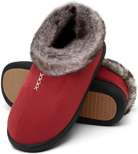 Mishansha Zapatillas Casa Mujer Invierno Pantuflas Mujer Invierno Zapatillas de Estar por Casa Cerradas Calientes Women Slippers Rojo Oscuro,Gr.38 EU