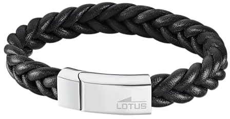 LOTUS STYLE Pulsera Hombre Acero Inoxidable 316L Brazalete de Diseño Sofisticado, Confortable y Resistente al Agua - Pulseras Hombre - Negra 220.00 mm LS2095-2/2 - Regalo de Cumpleaños, Día del Padre