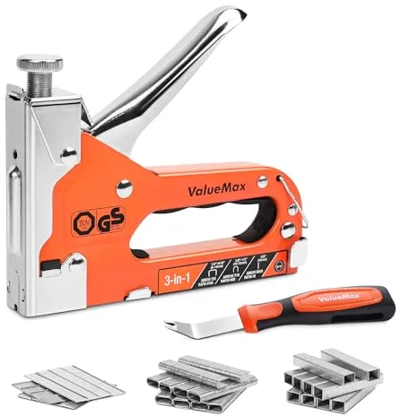 ValueMax Grapadora Manual 3 en 1, Grapadora Tapicero, Pistola Grapadora con 3000 Grapas y Quita-grapas, para Madera, Tapicería, Decoración, Muebles