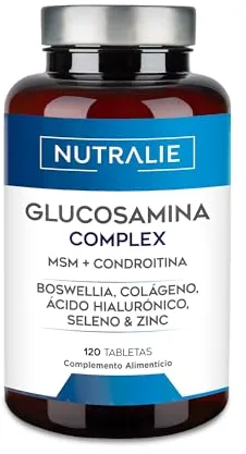 Glucosamina Condroitina y MSM Colágeno con Ácido Hialurónico, Boswelia, Selenio y Zinc - 120 Comprimidos Glucosamin Complex Nutralie