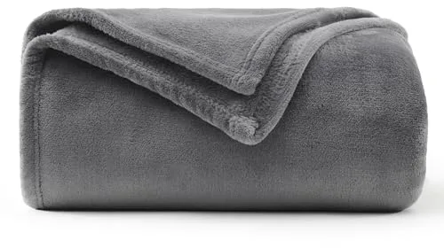 WAVVE Manta Franela para Cama 90, Manta para Sofá 150x200 cm, Manta de Microfibra, Suave, Cálida, Transpirable (Gris)