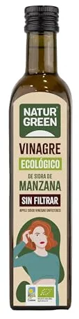 NaturGreen - Vinagre de Sidra de Manzana Bio, Sin Filtrar, Producto Ecológico, Acidificación Natural, Acidez 6% - 500 ml