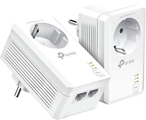 TP-Link TL-PA7027P Kit - Powerline AV1000 con Enchufe Integrado, 2 Puertos Gigabit, Home Plug AV, sin WiFi