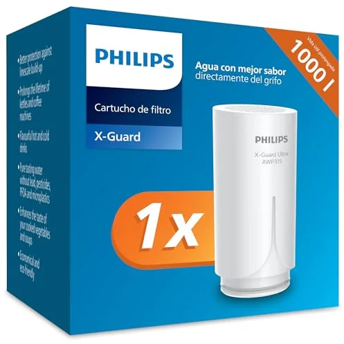 Philips Water Cartucho de filtro Ontap AWP305/10, MICROFILTRACIÓN, Paquete de 1, capacidad de filtración de 1000 L, filtra SEDIMENTOS, CLORO y otras sustancias que alteran el sabor