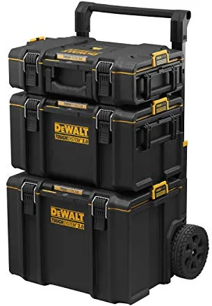 DEWALT DWST83402-1, Taller modular 3en1 TOUGHSYSTEM 2.0, Robusto, 2 armarios de pequeña y mediana capacidad y 1 armario móvil de gran capacidad, IP65. Negro y amarillo
