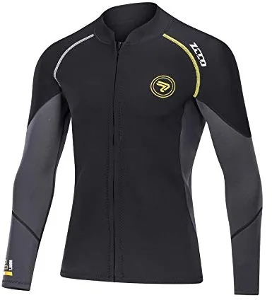 ZCCO Traje de Neopreno de 1,5 mm para Hombre, con Cremallera Frontal, Manga Larga, Traje de Buceo para natación, esnórquel, Buceo, Surf (Negro, S)