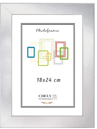CHELY INTERMARKET MOD-254 Marco Fotos Madera Plateado 18x24cm Pack 2 Unds Estilo Nórdico Rústico Moderno Escandinavo Decorativo Cuadro Horizontal Vertical Cristal Moldura Ancha Color Plateado