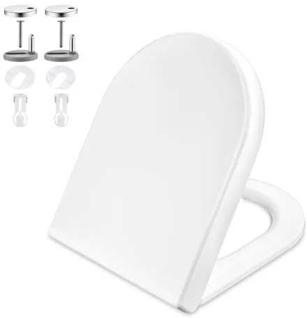GRIFEMA G951 Tapa WC, UF Resin Tapa Inodoro Antibacteriano, No amarillea, Cierre Suave, Liberación Rápida una Fácil Limpieza, Asiento de Inodoro en Forma de D, Blanco[Exclusivo en Amazon]
