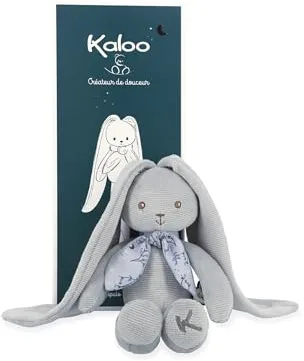KALOO - Lapinoo - Peluche Conejo - Peluche Bebe Jersey y Punto - 25 cm - Color Azul - Materiales Muy Suaves - Caja de Regalo - Desde el Nacimiento, K969939