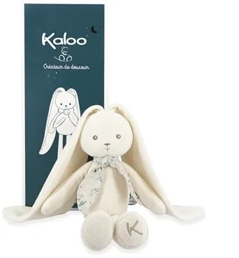 KALOO - Lapinoo - Peluche Conejo - Peluche Bebe Jersey y Punto - 25 cm - Color Crema - Materiales Muy Suaves - Caja de Regalo - Desde el Nacimiento, K969942