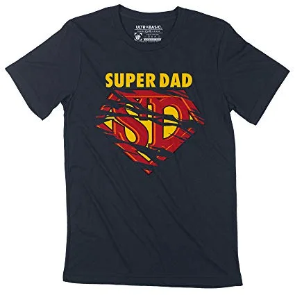 Camiseta Estampada para Hombre Superpapá Superhéroe – Super Dad Superhero – T-Shirt Vintage Manga Corta Regalo Original Cumpleaños Diseño Gráfico Moda