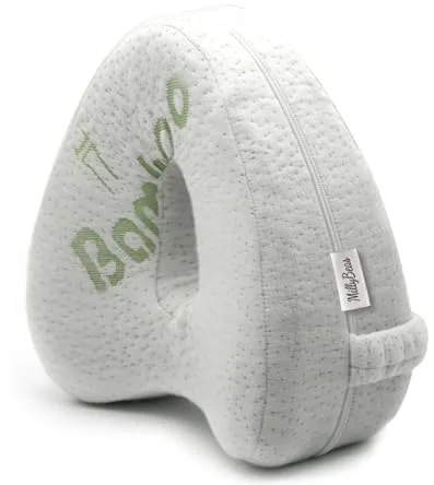 MillyBeas Almohada para Piernas para Dormir de Lado - Cojín de Rodilla Ortopédica para Aliviar Dolor de Espalda/Cadera/Articulaciones y Ciática, de Espuma Viscoelástica y Funda de Bambú Lavable