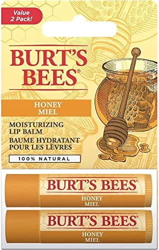 Burt's Bees Bálsamo labial, paquete múltiple, bálsamos labiales con miel y cera de abejas, paquete económico doble, 2 unidades de 4,25 gramos