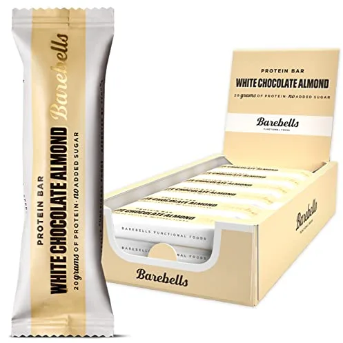 Barebells - Barritas Proteína - 20g Protein x Bar - Baja en azúcar - Baja en Calorías - Sin Aceite de Palma - White Chocolate Almond (12 Barritas x 55g)