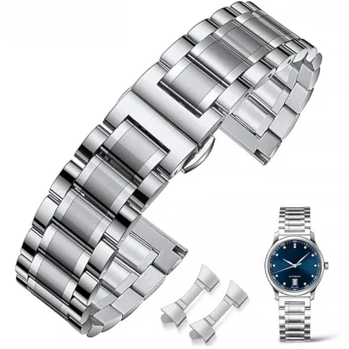 FOUUA Correa de Reloj Acero Inoxidable Metal Correa Pulsera de Metal 16 18 19 20 21 22 24 Reemplazo de la Banda con Doble Hebilla Negro o Plata Oro para Hombres Reloj de Mujer