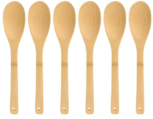Joeji's Kitchen Juego de 6 Cucharas de Bambú - Kit de Utensilios de Cocina de Madera Elegantes y Fáciles de Limpiar