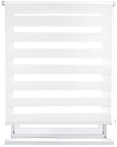 MERCURY TEXTIL Estor Enrollable de Doble Capa, Noche y Día, translúcido y oscurecido (80 x 180 cm, Blanco)
