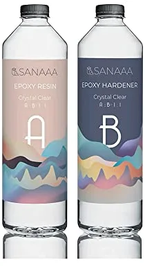 SANAAA Resina Epoxi Dura Transparente para Fundición – 1:1 Ratio Revestimiento de Resina Transparente para Vaso de Madera, Barra, Mesa, Fabricación de Joyas, Decoración de Manualidades (500g)