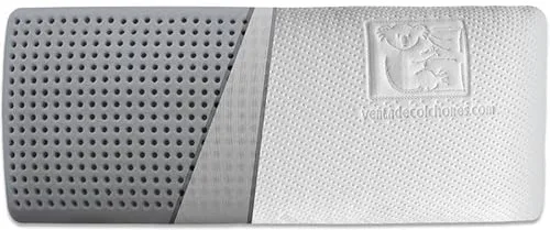 Ventadecolchones - Almohada Viscoelástica de Carbono Perforada - Antiácaros y Antibacterias - Tejido Aloe Vera - 80 cm