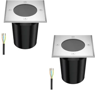 ledscom.de 2 pzas. luz empotrada en el suelo RELI para exteriores, IP67, acero inoxidable, angular, 11 x 11cm, 1x GU10 máx. 15W