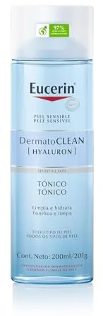 Eucerin DermatoCLEAN [HYALURON] Tónico facial hidratante (200ml), limpiador facial suave que limpia y refresca la piel, limpiador de cara para piel sensible con Ácido Hialurónico y agentes hidratantes