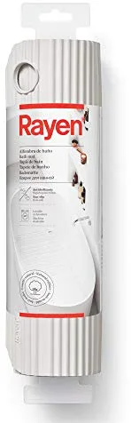Rayen | Alfombra para Baño | Alfombrilla Rectangular Ducha o Bañera | Máxima Caucho Natural | Antideslizante | Sujección con Ventosas de Alta Resistencia | 86x33 cm | Blanco