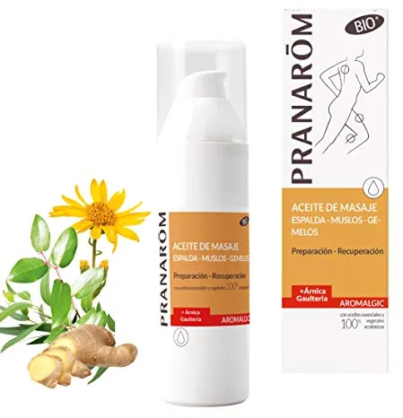PRANAROM - Aromalgic - Aceite de Masaje - Espalda, Muslos, Gemelos - Árnica y Gaulteria - Preparación, Recuperación, Articulaciones y Músculos - 100ml