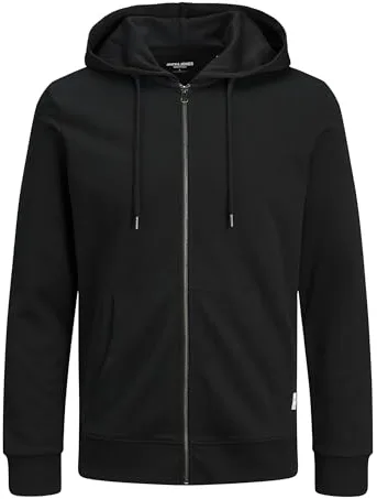 Jack & Jones Jjebasic Sweat Zip Hood Noos Sudadera con capucha de deporte, Negro, M Hombre