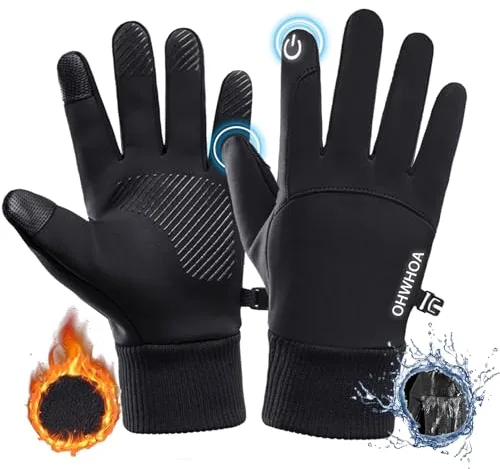 OHWHOA Guantes Invierno Impermeables por Hombre y Mujer, Guantes Moto Termicos Pantalla Táctil por Ciclismo, Running, Camping, Senderismo, Escalada, Combate, Esquiar