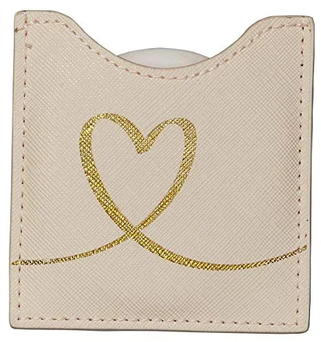 DRAEGER Paris 1886 - Espejo de Bolsillo Corazón Redondo - Pequeño y Práctico Espejo de Viaje con Funda Antisarpullido - Moderno Regalo de Cumpleaños - Dimensiones 8,5 x 8 cm