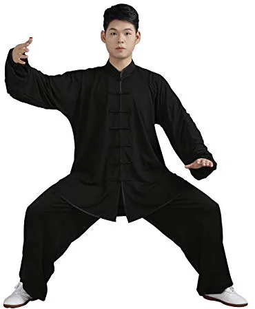 BBLAC 2KEY Artes Marciales Ropa | Unisex Uniforme para Tai Chi y Kung Fu | Tradicional Chino Ropa Está Hecho Leche Seda | Traje Ligero para Meditación y Qigong (A, L)