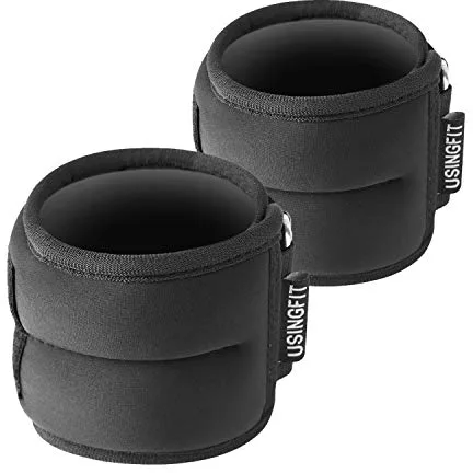 USINGFIT Tobilleras Pesas de Algodón 2 * 0,5kg / 2 * 1kg / 2 * 1,5kg / 2 * 2kg / 2 * 3kg Pesas Muñecas Tobillos Piernas Muñequeras Lastradas, Negro
