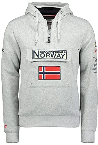 Geographical Norway Gymclass Men - Sudadera Hombre Con Capucha Bolsillo Canguro Para Hombres - Jersey sudaderas Manga Larga - Ropa para Hombre Primavera Verano Otoño Invierno (Gris Claro M)