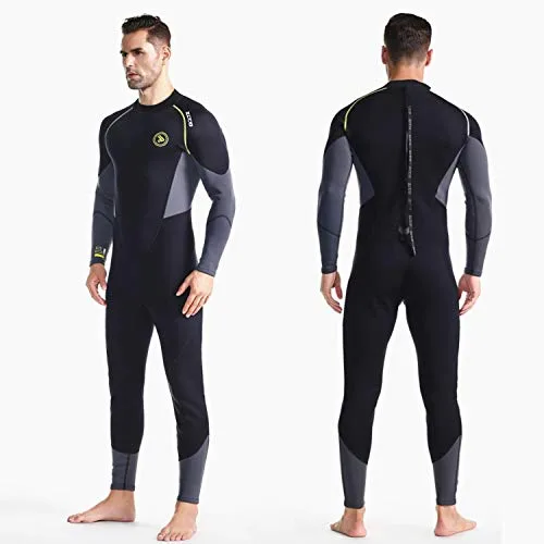 Traje de Neopreno ZCCO para Hombre Ultra Stretch 1.5 mm Traje de baño de Neopreno, Traje de Buceo de Cuerpo Completo con Cremallera en la Espalda, Una Pieza para esnórquel, Buceo(Negro, XL)