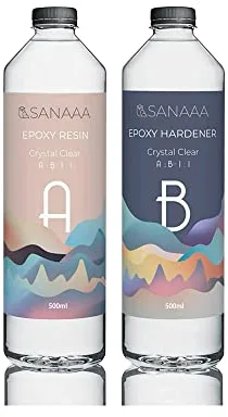 SANAAA Resina Epoxi Dura Transparente Para Fundición – 1:1 Ratio Revestimiento de Resina Transparente Para Vaso de Madera, Barra, Mesa, Fabricación de Joyas, Decoración de Manualidades (1000g)