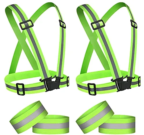 URAQT Chalecos Reflectantes, 2 Packs Chaleco de Seguridad Reflectante, Chaleco Reflectante Alta Visibilidad Elástica Ajustable, para Correr, Andar en Bicicleta, Hacer Deportes en Exterior