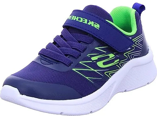 Skechers MICROSPEC TEXLOR, Zapatillas para Niños, Navy Textile/Lime & Silver Trim, 37 EU