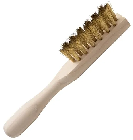 Cepillo de Limpieza de Gamuza - para Limpiar Zapatos de Gamuza y Nobuk, Ropa, Bolsos - latón con Alambre con Mango de Madera, Brown
