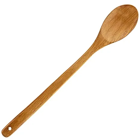 Cuchara mezcladora de madera de mango largo, 41,9 cm de largo, cuchara de madera para cocinar y mezclar