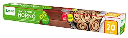 Bayeco - Papel de Horno en Hojas - Papel gofrado: estructura antiadherente - Hojas ya cortadas - Ancho extra - Color blanco - 38x42cm - 20 hojas precortadas